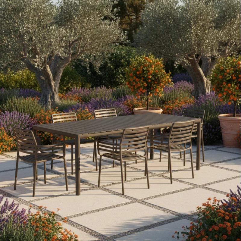 Set Tavolo "Tevere" Allungabile 150/210 cm con 6 sedie Doga "Made in Italy"