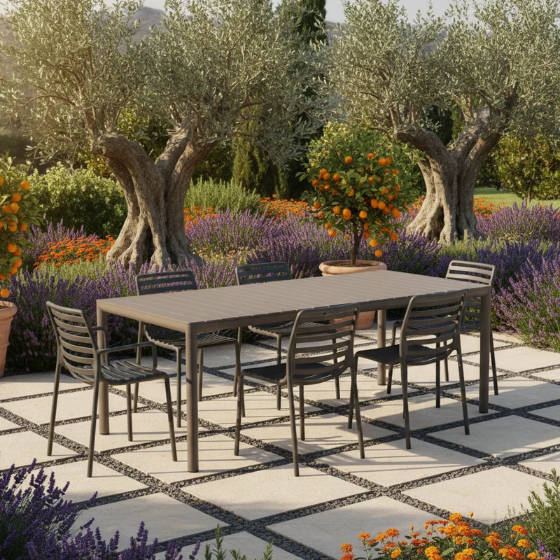 Set Tavolo "Tevere" Allungabile 150/210 cm con 6 sedie Doga "Made in Italy"