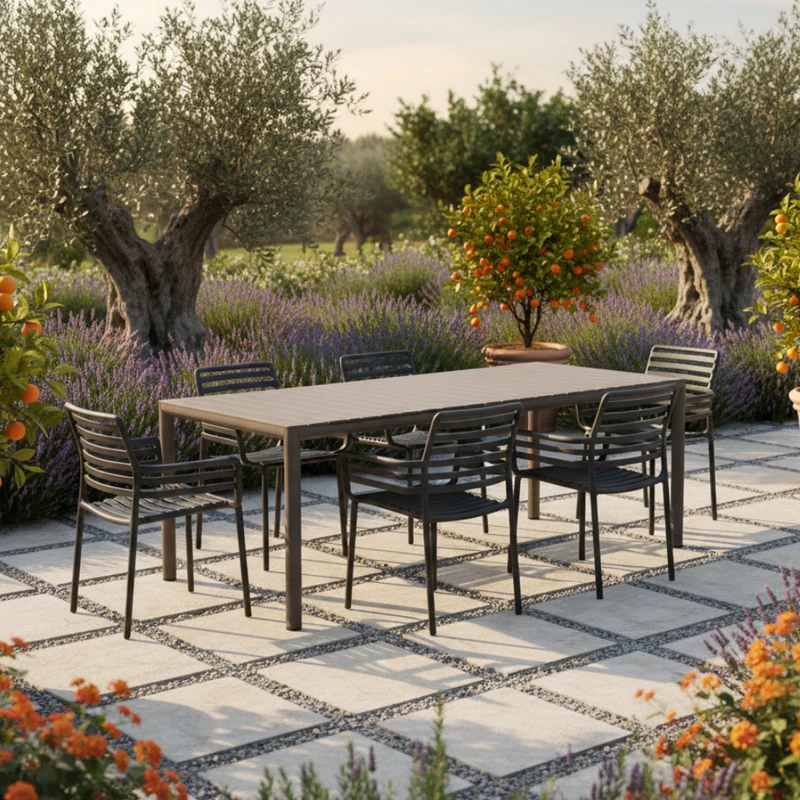 Set Tavolo "Tevere" Allungabile 150/210 cm con 6 sedie Doga "Made in Italy"