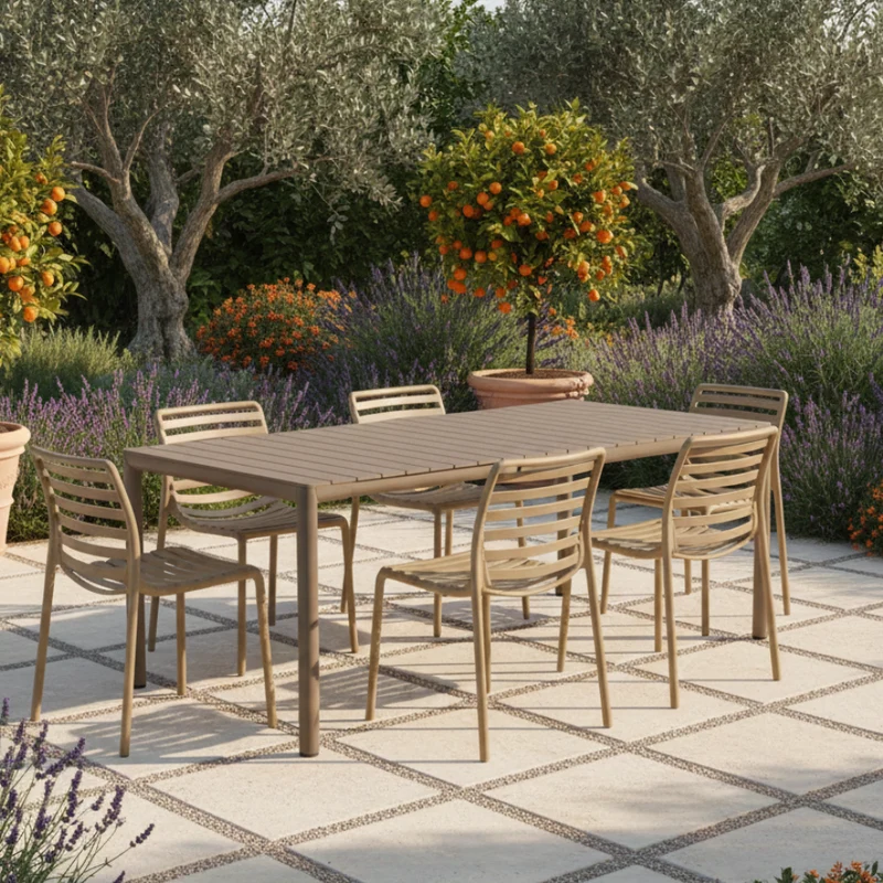 Set Tavolo "Tevere" Allungabile 150/210 cm con 6 sedie Doga "Made in Italy"