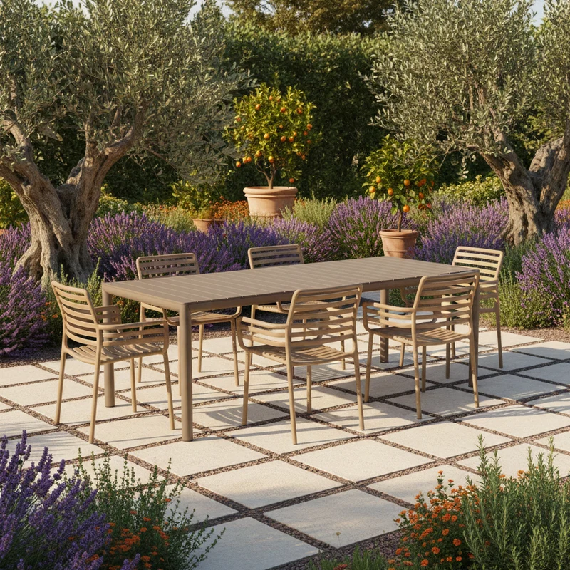 Set Tavolo "Tevere" Allungabile 150/210 cm con 6 sedie Doga "Made in Italy"