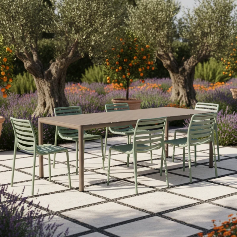 Set Tavolo "Tevere" Allungabile 150/210 cm con 6 sedie Doga "Made in Italy"