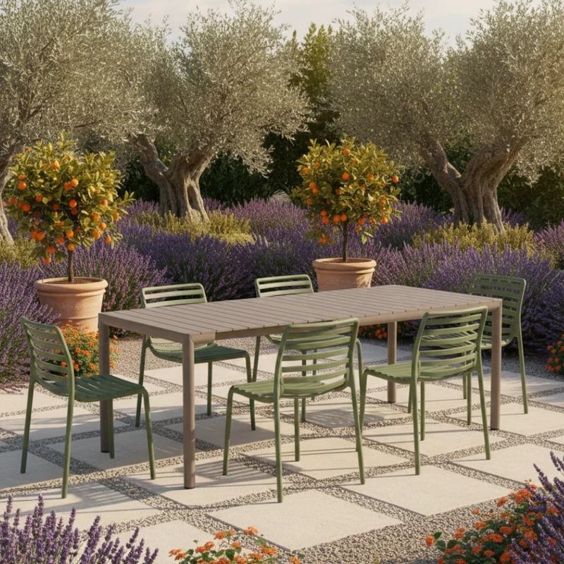Set Tavolo "Tevere" Allungabile 150/210 cm con 6 sedie Doga "Made in Italy"