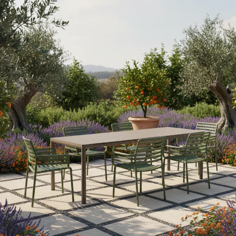 Set Tavolo "Tevere" Allungabile 150/210 cm con 6 sedie Doga "Made in Italy"