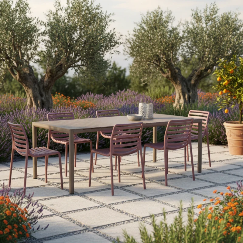 Set Tavolo "Tevere" Allungabile 150/210 cm con 6 sedie Doga "Made in Italy"