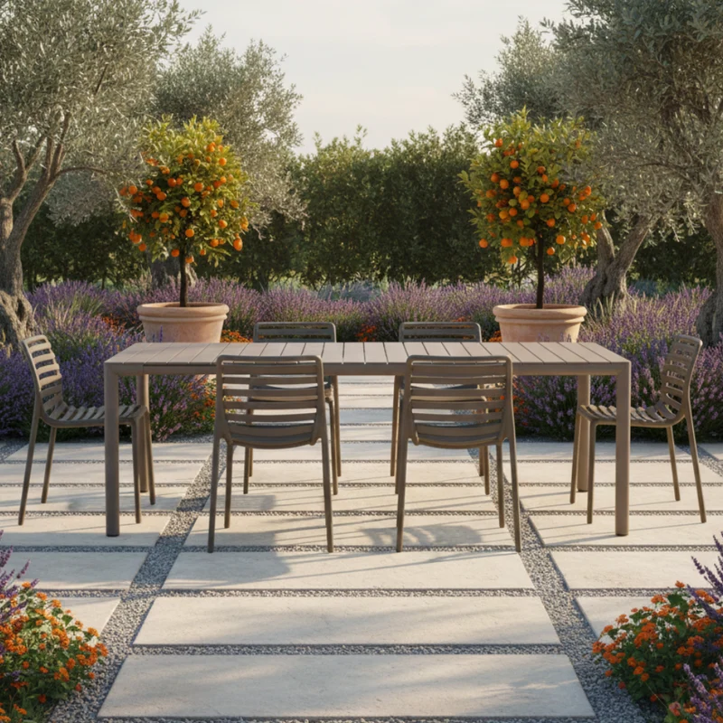 Set Tavolo "Tevere" Allungabile 150/210 cm con 6 sedie Doga "Made in Italy"