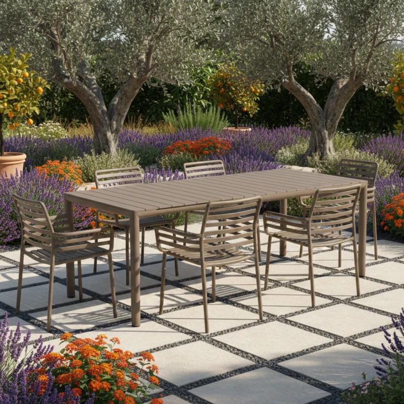 Set Tavolo "Tevere" Allungabile 150/210 cm con 6 sedie Doga "Made in Italy"