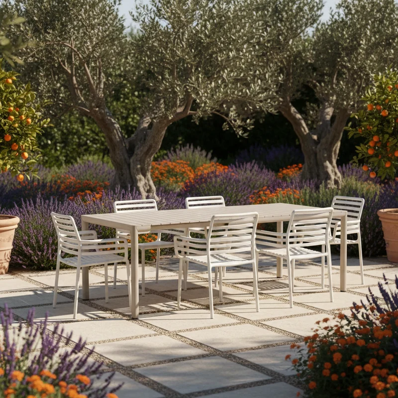 Set Tavolo "Tevere" Allungabile 150/210 cm con 6 sedie Doga "Made in Italy"