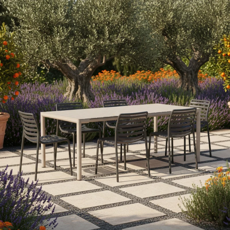 Set Tavolo "Tevere" Allungabile 150/210 cm con 6 sedie Doga "Made in Italy"