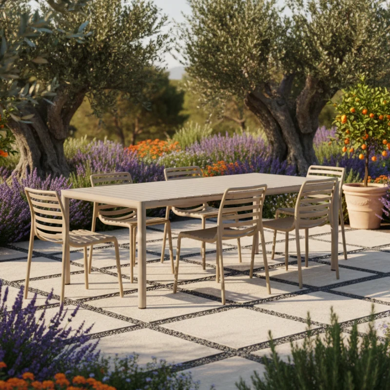 Set Tavolo "Tevere" Allungabile 150/210 cm con 6 sedie Doga "Made in Italy"