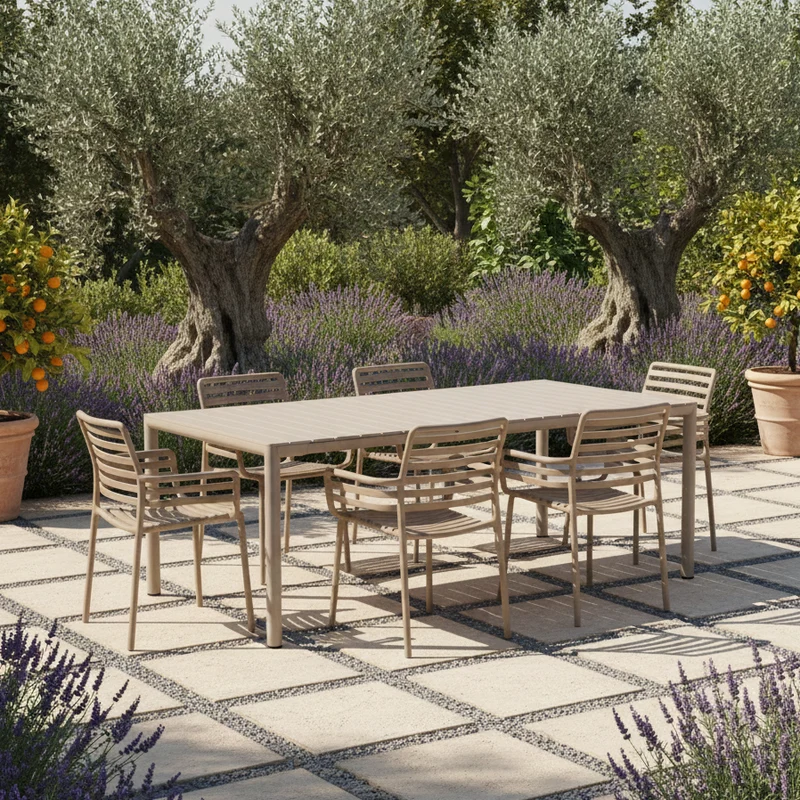 Set Tavolo "Tevere" Allungabile 150/210 cm con 6 sedie Doga "Made in Italy"