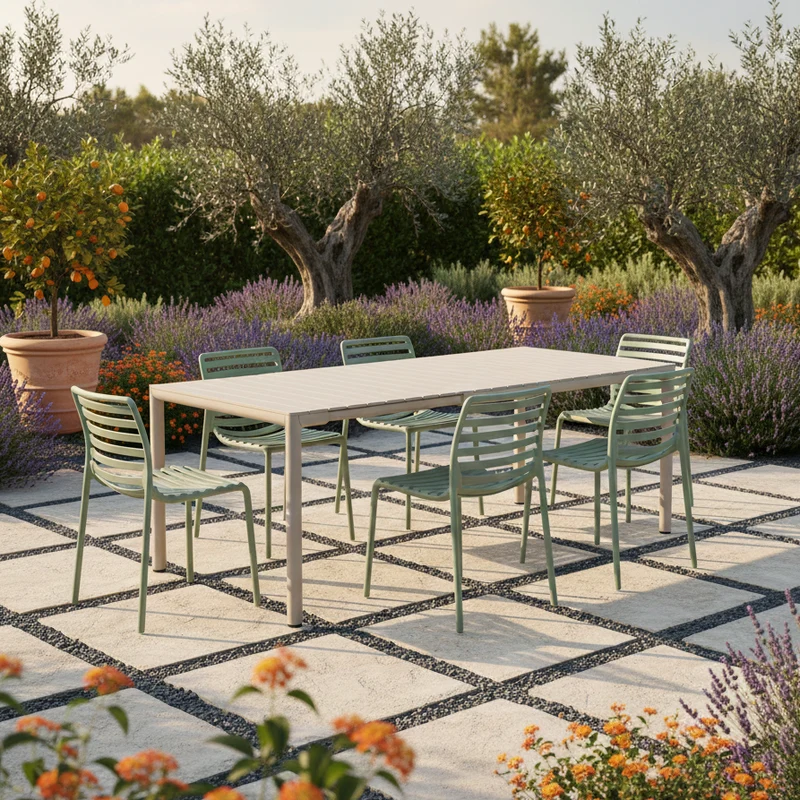 Set Tavolo "Tevere" Allungabile 150/210 cm con 6 sedie Doga "Made in Italy"