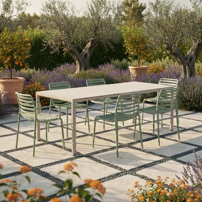Set Tavolo "Tevere" Allungabile 150/210 cm con 6 sedie Doga "Made in Italy"