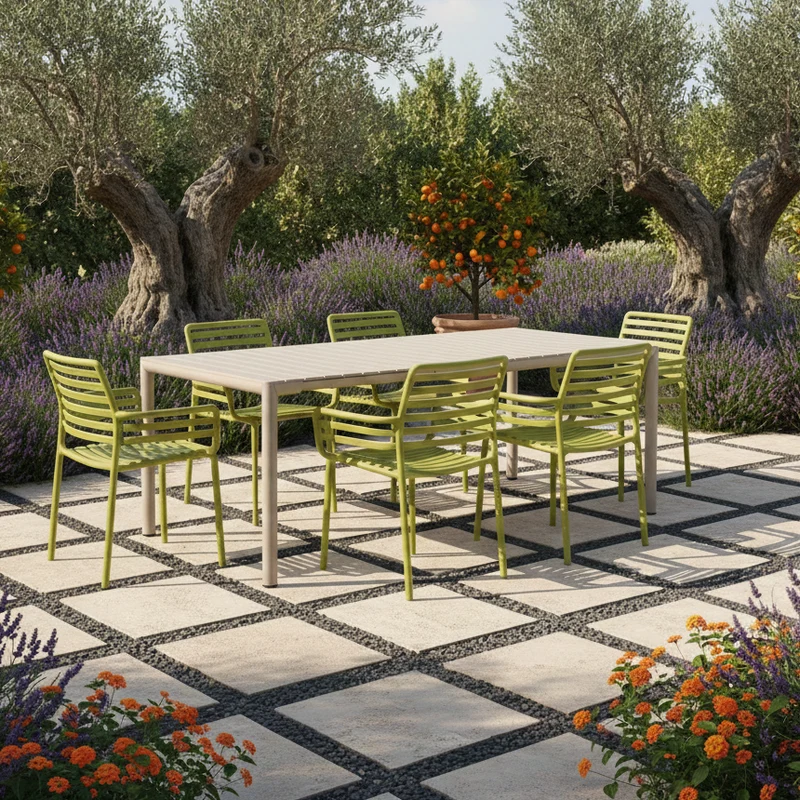 Set Tavolo "Tevere" Allungabile 150/210 cm con 6 sedie Doga "Made in Italy"
