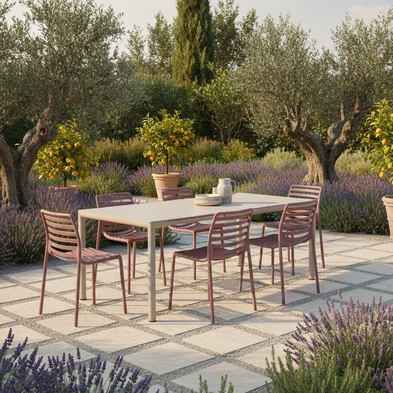 Set Tavolo "Tevere" Allungabile 150/210 cm con 6 sedie Doga "Made in Italy"