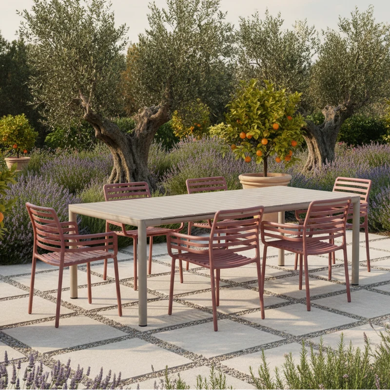 Set Tavolo "Tevere" Allungabile 150/210 cm con 6 sedie Doga "Made in Italy"