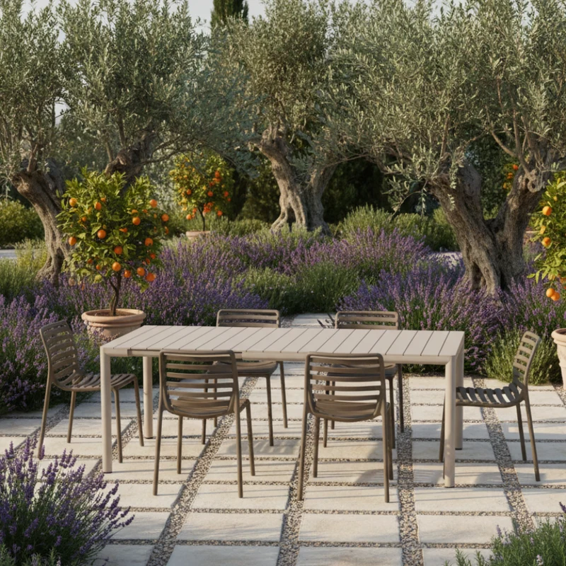 Set Tavolo "Tevere" Allungabile 150/210 cm con 6 sedie Doga "Made in Italy"