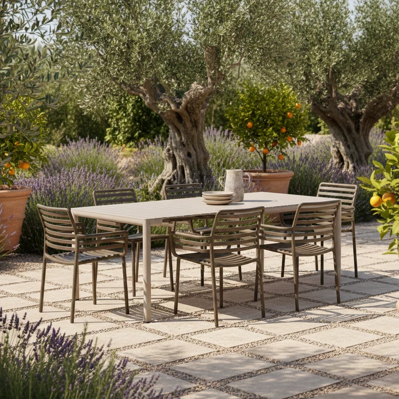 Set Tavolo "Tevere" Allungabile 150/210 cm con 6 sedie Doga "Made in Italy"