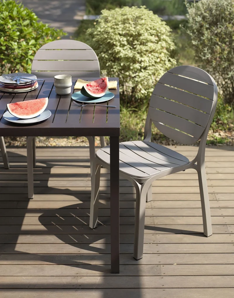 Set tavolo Cube 120x70 con 6 sedie Erica, per esterno e giardino Made in Italy