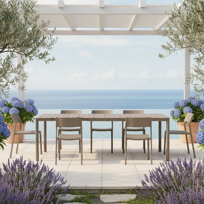 Set Tavolo "Tevere" Allungabile 210/280 cm con 6 sedie Trill Bistrot "Made in Italy"