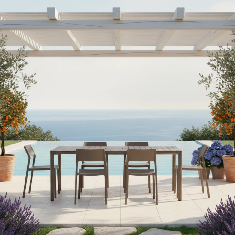 Set Tavolo "Tevere" Allungabile 210/280 cm con 6 sedie Trill Bistrot "Made in Italy"