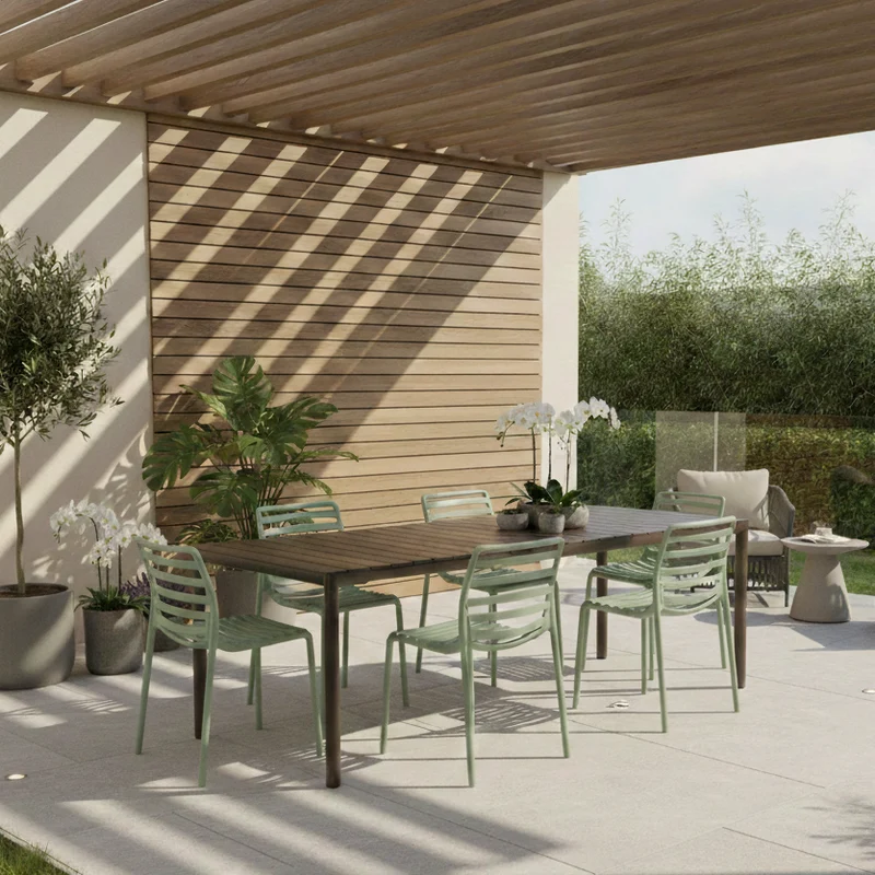 Set Tavolo "Tevere" Allungabile 210/280 cm con 6 sedie Doga "Made in Italy"