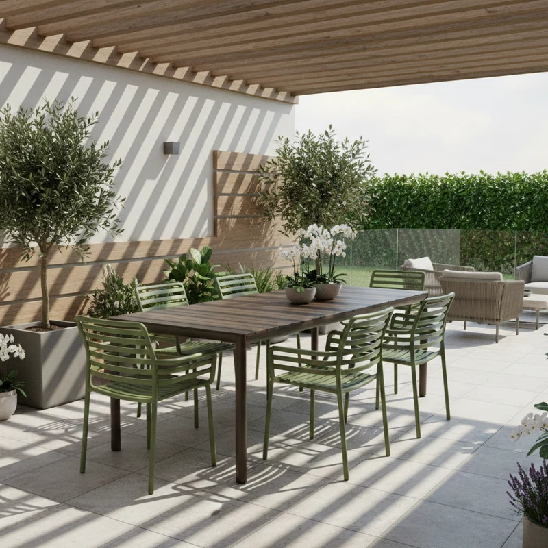 Set Tavolo "Tevere" Allungabile 210/280 cm con 6 sedie Doga "Made in Italy"