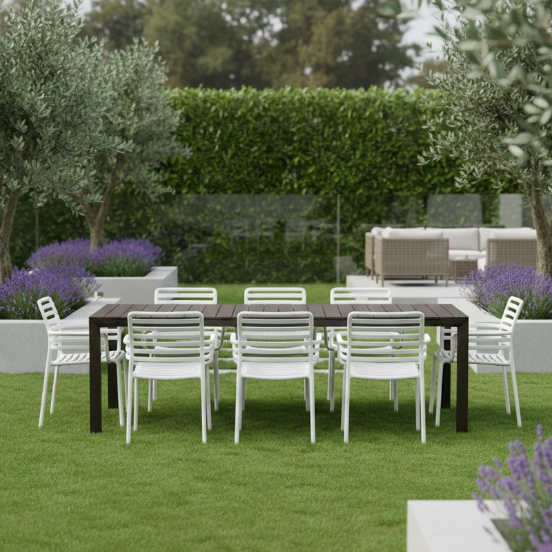 Set Tavolo "Tevere" Allungabile 210/280 cm con 6 sedie Doga "Made in Italy"