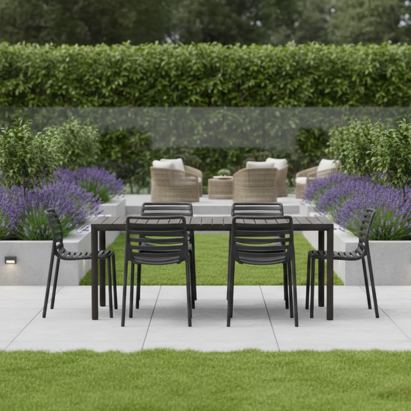 Set Tavolo "Tevere" Allungabile 210/280 cm con 6 sedie Doga "Made in Italy"