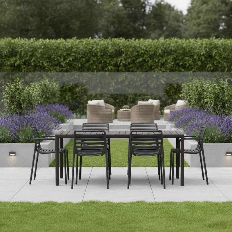 Set Tavolo "Tevere" Allungabile 210/280 cm con 6 sedie Doga "Made in Italy"