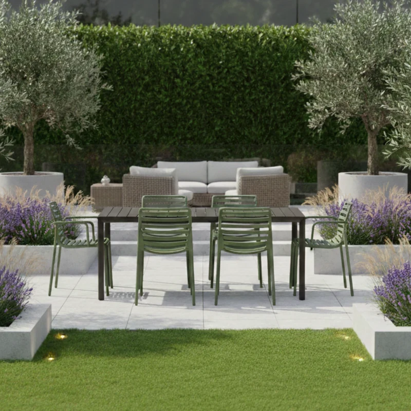 Set Tavolo "Tevere" Allungabile 210/280 cm con 6 sedie Doga "Made in Italy"