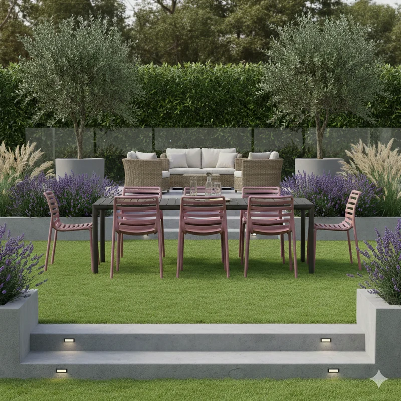 Set Tavolo "Tevere" Allungabile 210/280 cm con 6 sedie Doga "Made in Italy"