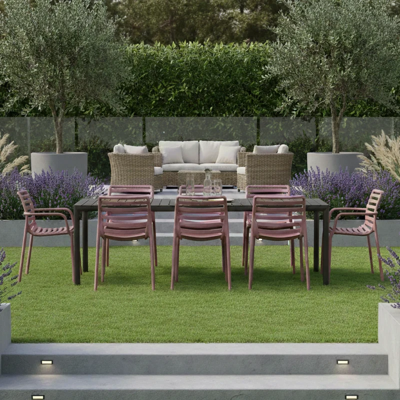 Set Tavolo "Tevere" Allungabile 210/280 cm con 6 sedie Doga "Made in Italy"