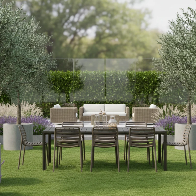 Set Tavolo "Tevere" Allungabile 210/280 cm con 6 sedie Doga "Made in Italy"