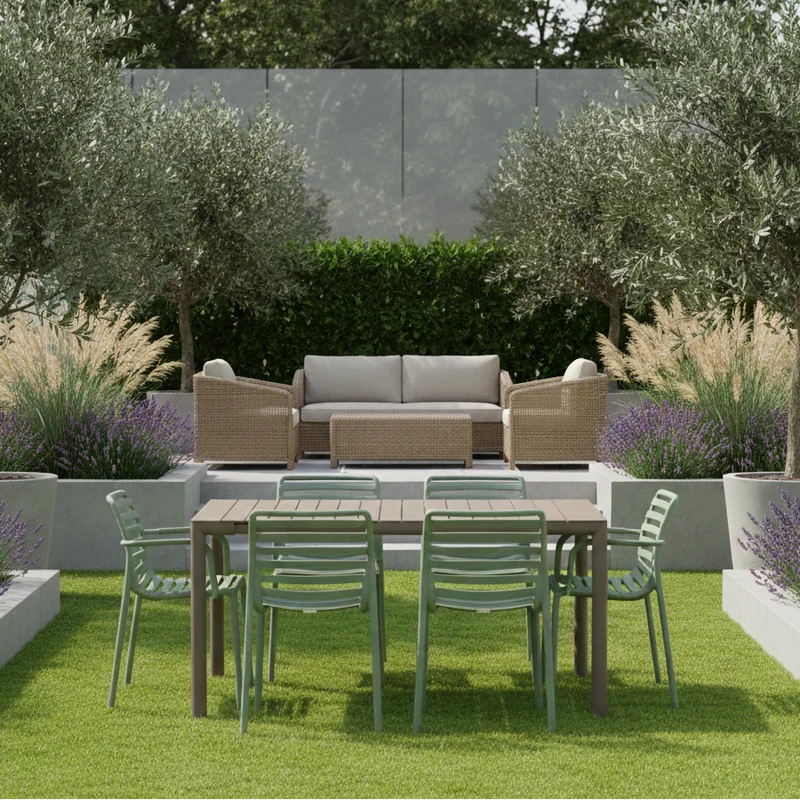 Set Tavolo "Tevere" Allungabile 210/280 cm con 6 sedie Doga "Made in Italy"