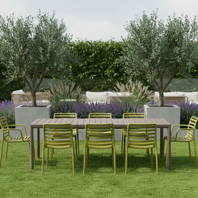 Set Tavolo "Tevere" Allungabile 210/280 cm con 6 sedie Doga "Made in Italy"