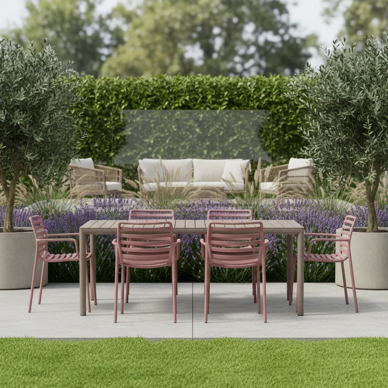Set Tavolo "Tevere" Allungabile 210/280 cm con 6 sedie Doga "Made in Italy"