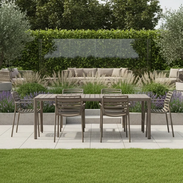 Set Tavolo "Tevere" Allungabile 210/280 cm con 6 sedie Doga "Made in Italy"