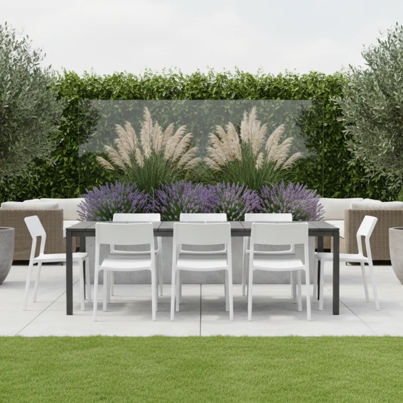 Set tavolo Rio Allungabile 140-210 cm con 6 sedie Trill, per interno ed esterno