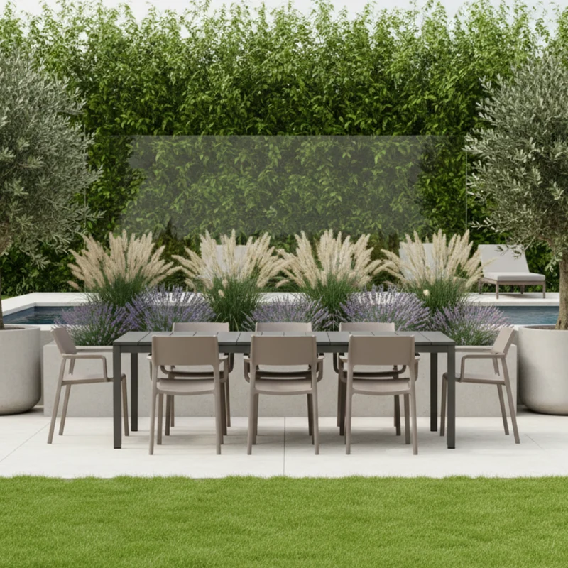 Set tavolo Rio Allungabile 140-210 cm con 6 sedie Trill, per interno ed esterno