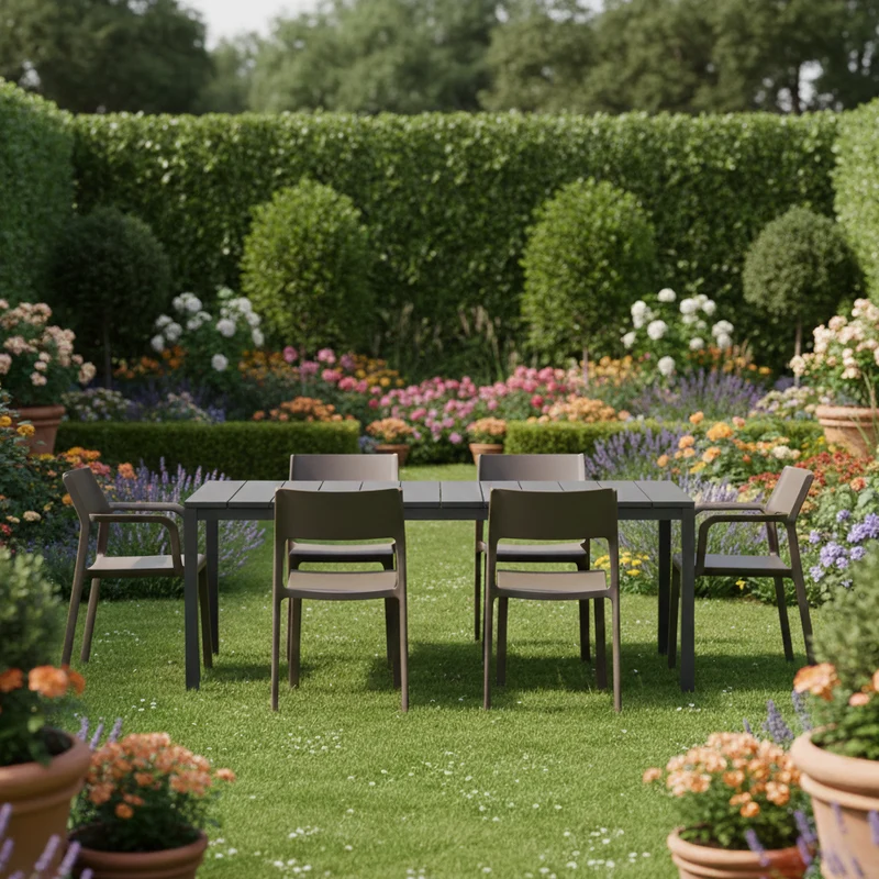 Set tavolo Rio Allungabile 140-210 cm con 6 sedie Trill, per interno ed esterno
