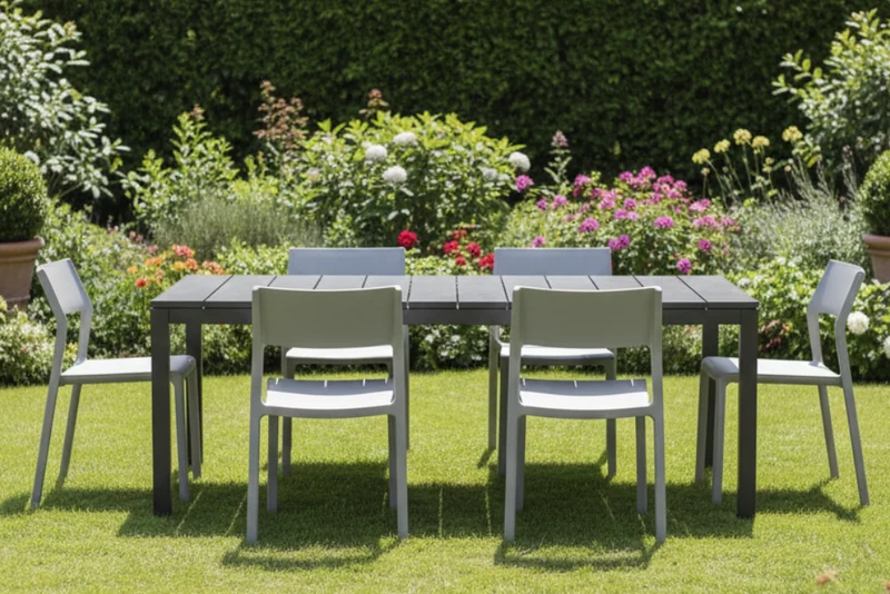 Set tavolo Rio Allungabile 140-210 cm con 6 sedie Trill, per interno ed esterno