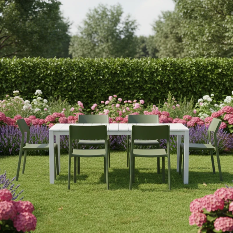 Set tavolo Rio Allungabile 140-210 cm con 6 sedie Trill, per interno ed esterno