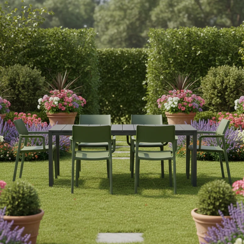 Set tavolo Rio Allungabile 210-280 cm con 6 sedie Trill, per interno ed esterno