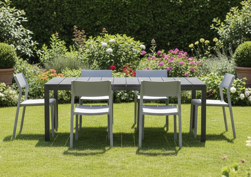 Set tavolo Rio Allungabile 210-280 cm con 6 sedie Trill, per interno ed esterno