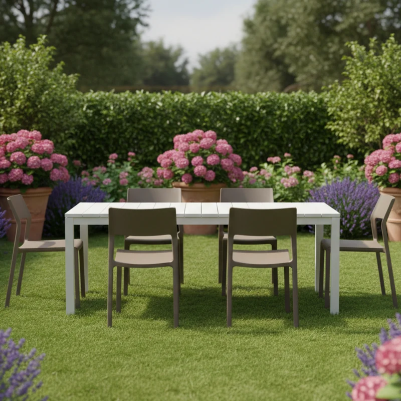 Set tavolo Rio Allungabile 210-280 cm con 6 sedie Trill, per interno ed esterno