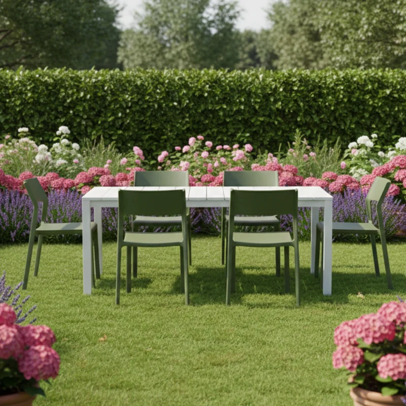 Set tavolo Rio Allungabile 210-280 cm con 6 sedie Trill, per interno ed esterno
