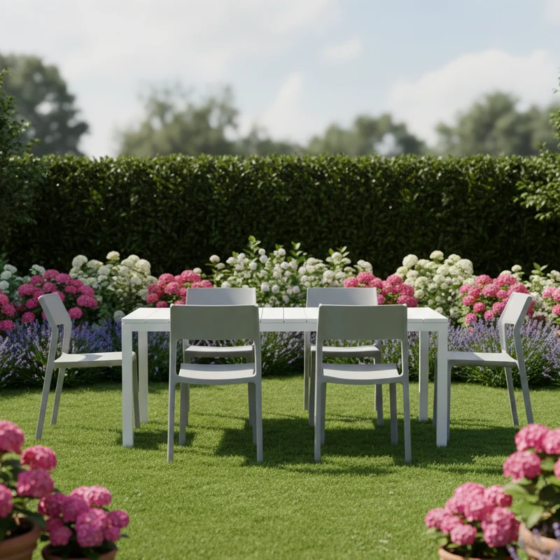 Set tavolo Rio Allungabile 210-280 cm con 6 sedie Trill, per interno ed esterno