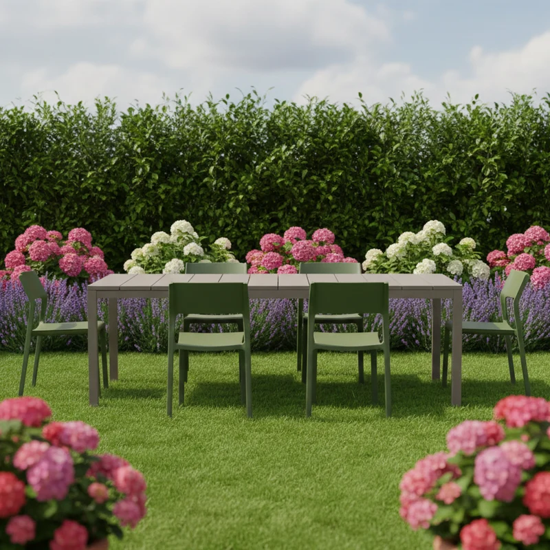 Set tavolo Rio Allungabile 210-280 cm con 6 sedie Trill, per interno ed esterno