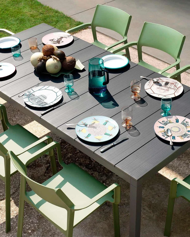 Set tavolo Rio Allungabile 210-280 cm con 8 sedie Trill per interno ed esterno